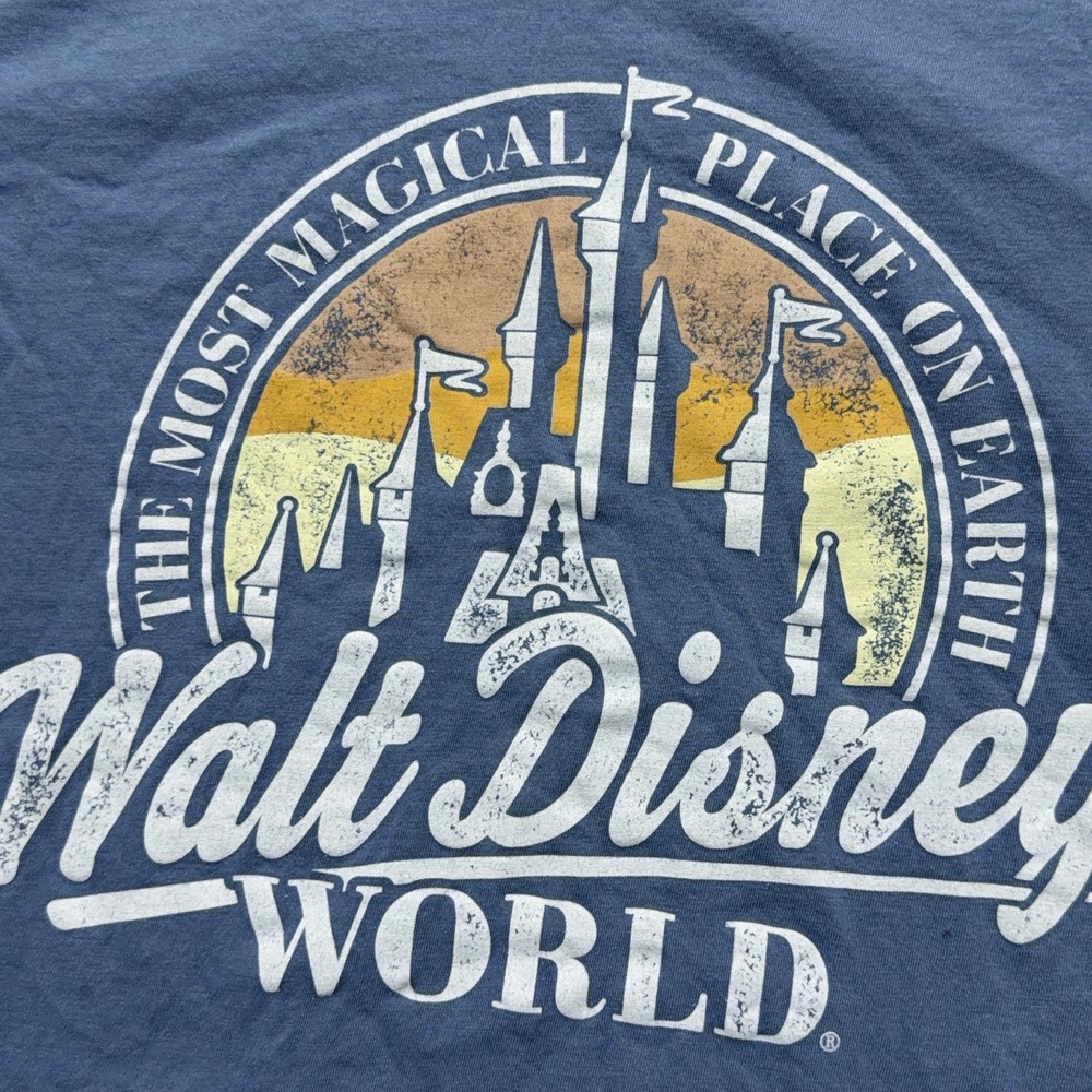 Disney World Parks Shirt Mens Small Blue Cinderella Castle Graphic Magical Tee - Picture 3 of 10